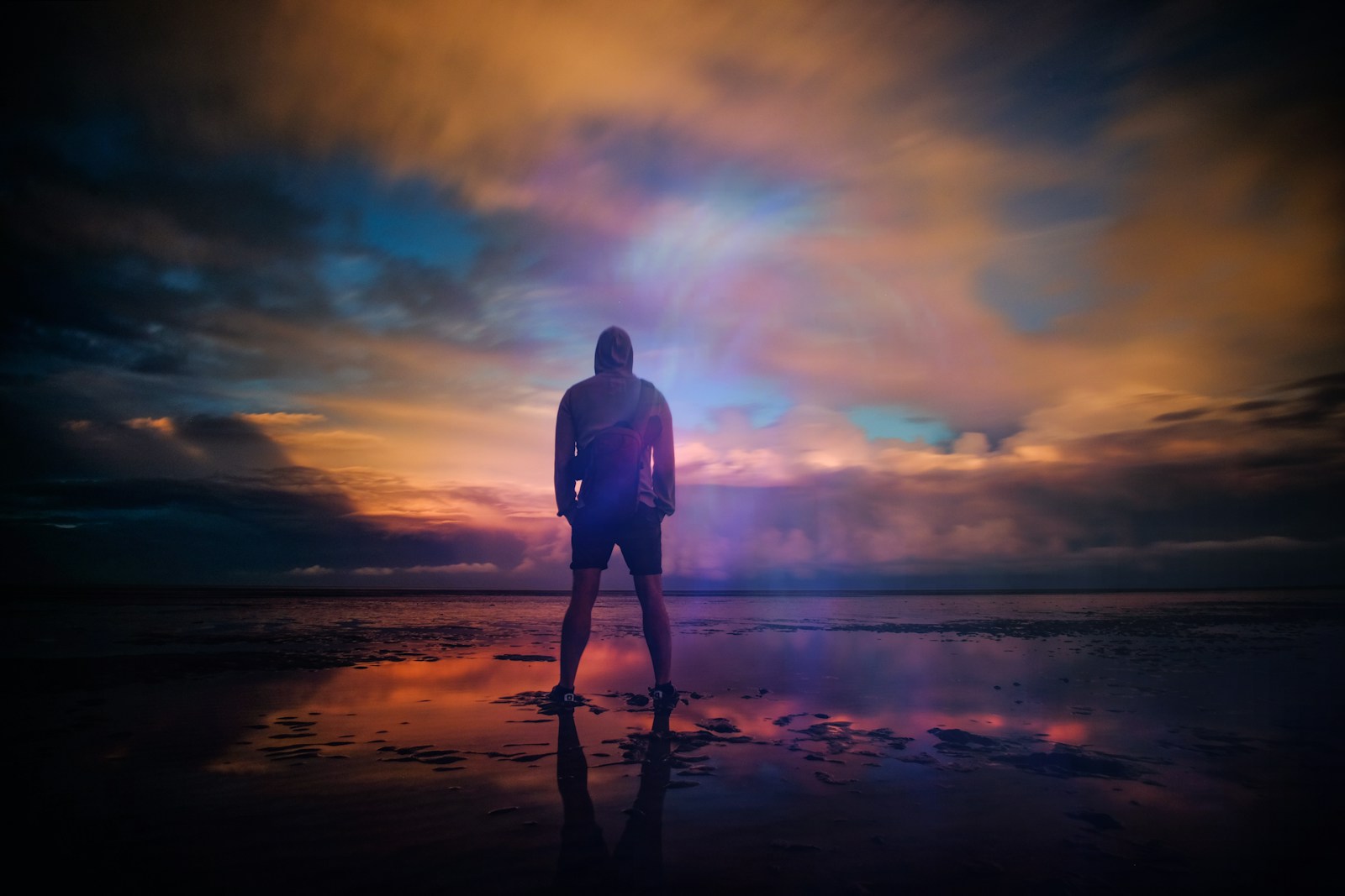 Homme Plage reflet ciel Homme Plage reflet ciel