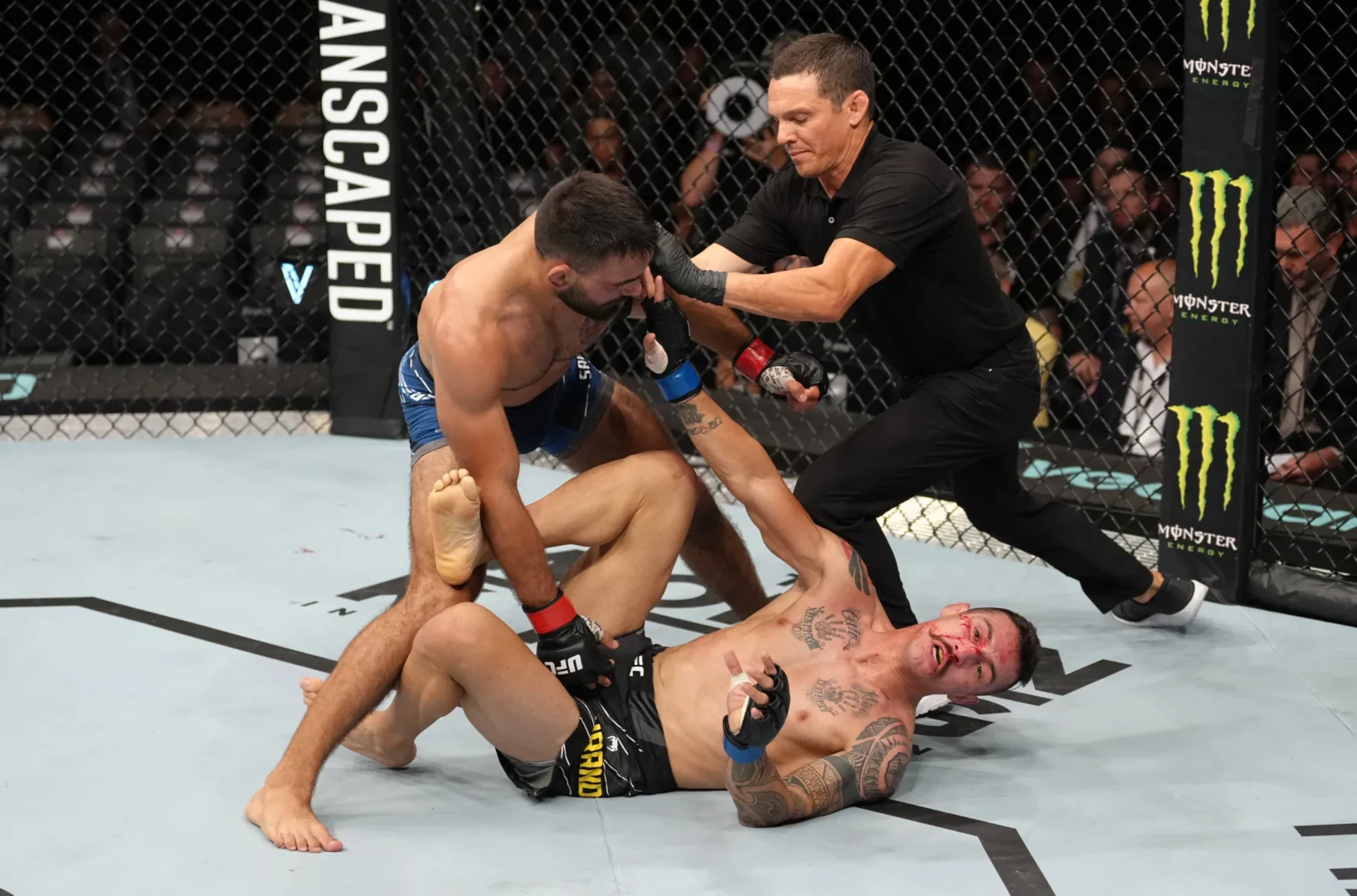 TKO BSD vs Gabriel Miranda UFC Paris 1 arret de l'arbitre dans le combat